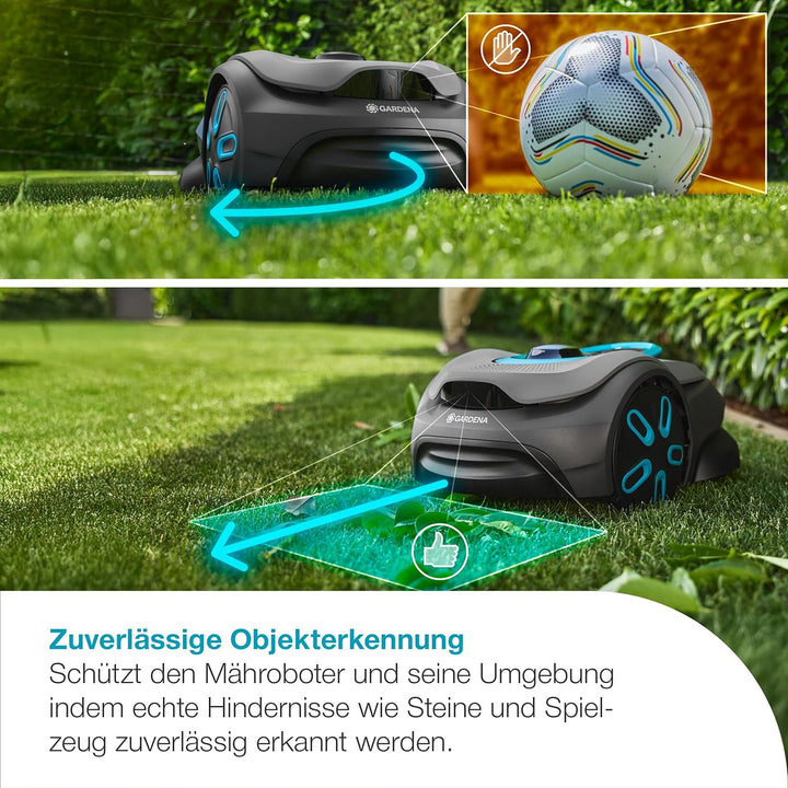 Gardena smart SILENO Sense 400 m² Mähroboter: Technologie ohne Begrenzungskabel, Mähen mit KI, Einge