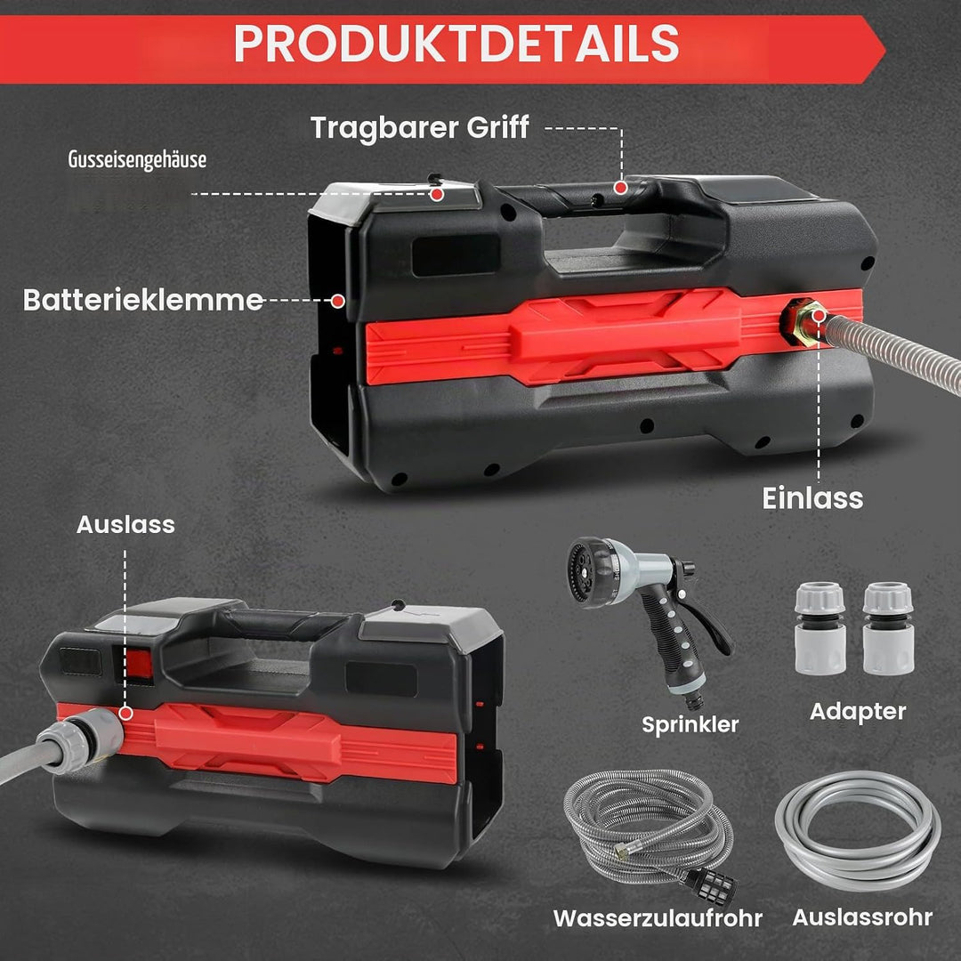 DriSubt Wasserpumpe Kompatibel mit Makita 18 V Akku, elektrische Gartenpumpe, kabellose tragbare sel