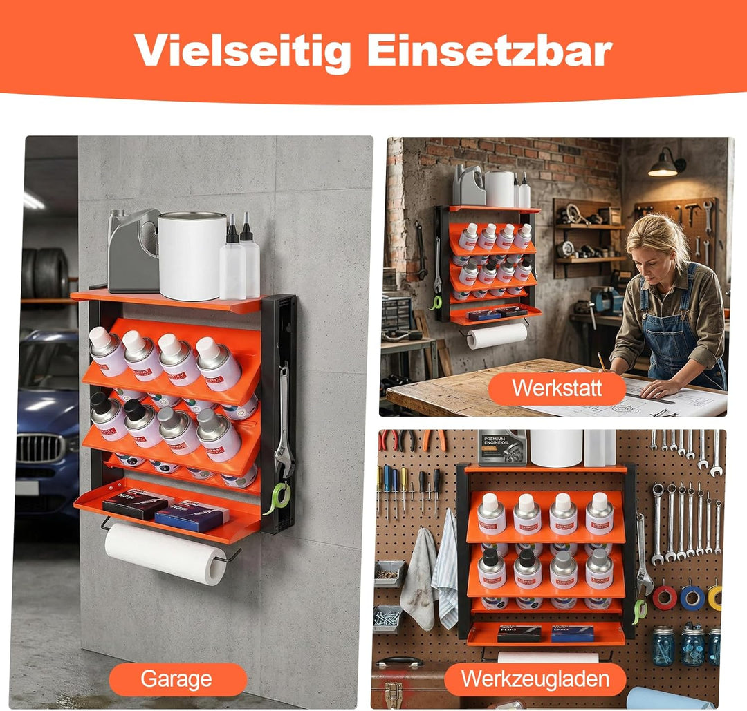 Dosenhalter, Sprühflaschenregal, Sprühdosenhalter mit 2 Etagen, Wandregal Dosenhalter für Farbflasch