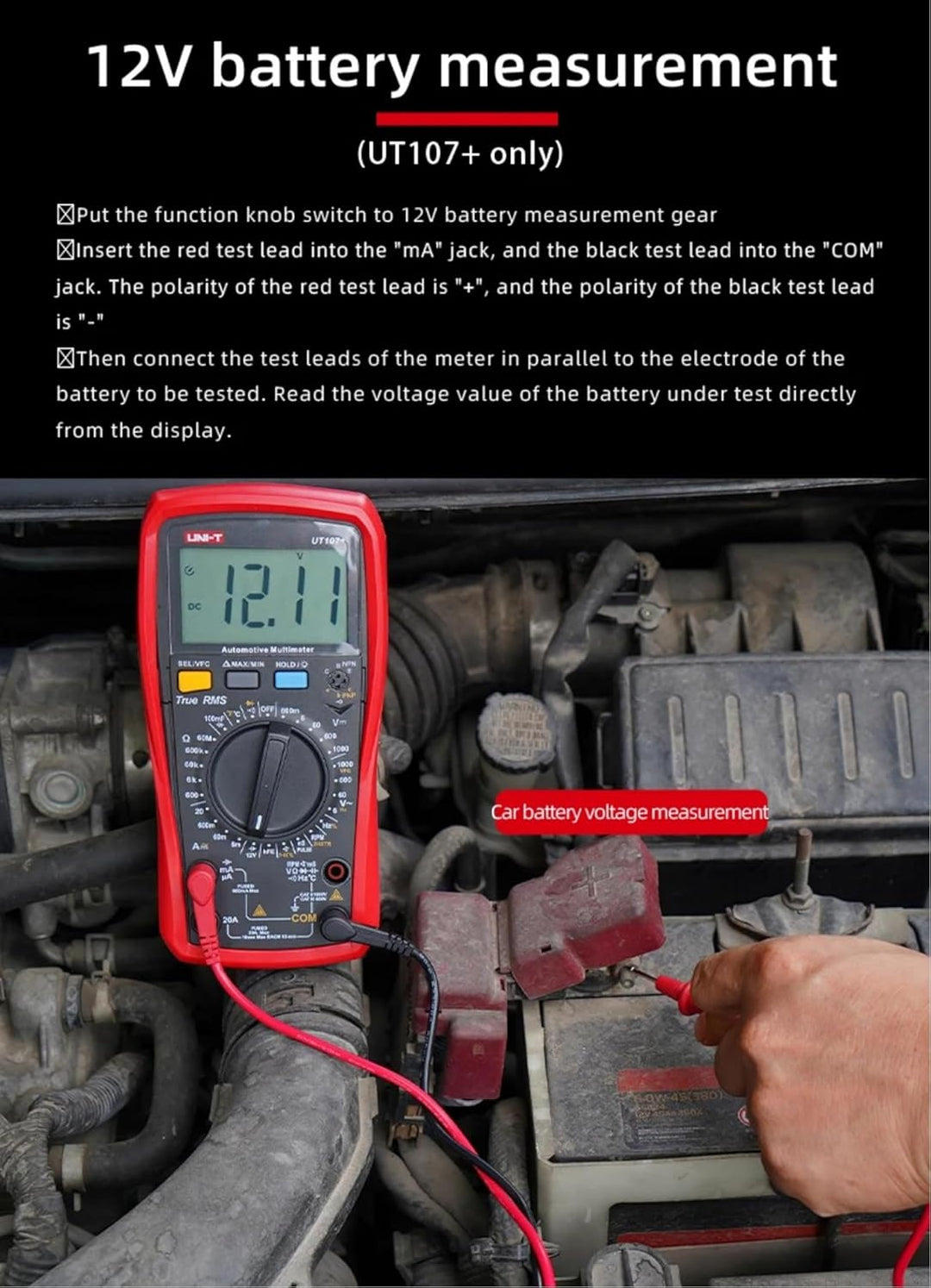 UNI-T UT107+ Automobile Multimeter High Precision True RMS Automobile Automatic Range Actual Value D