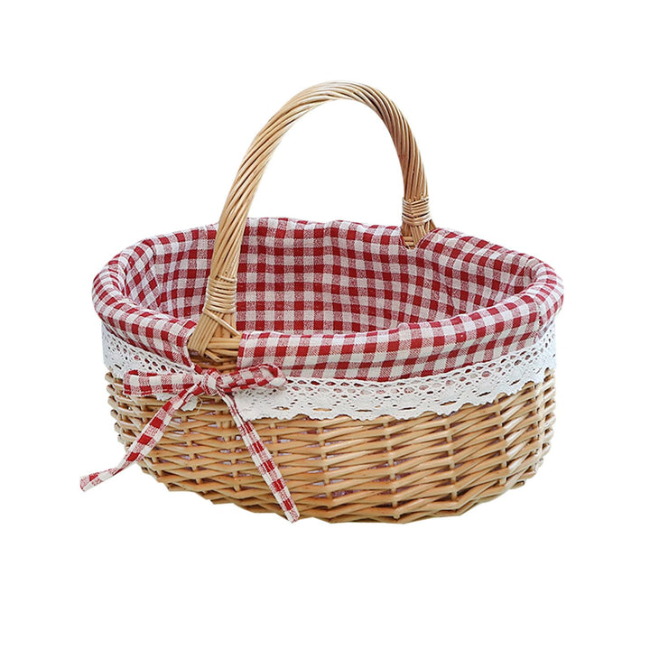 NUOBESTY Tablett Picknickkorb Aus Weide Mit Innenfutter Aufbewahrungskorb Für Decken Dekorativer Par