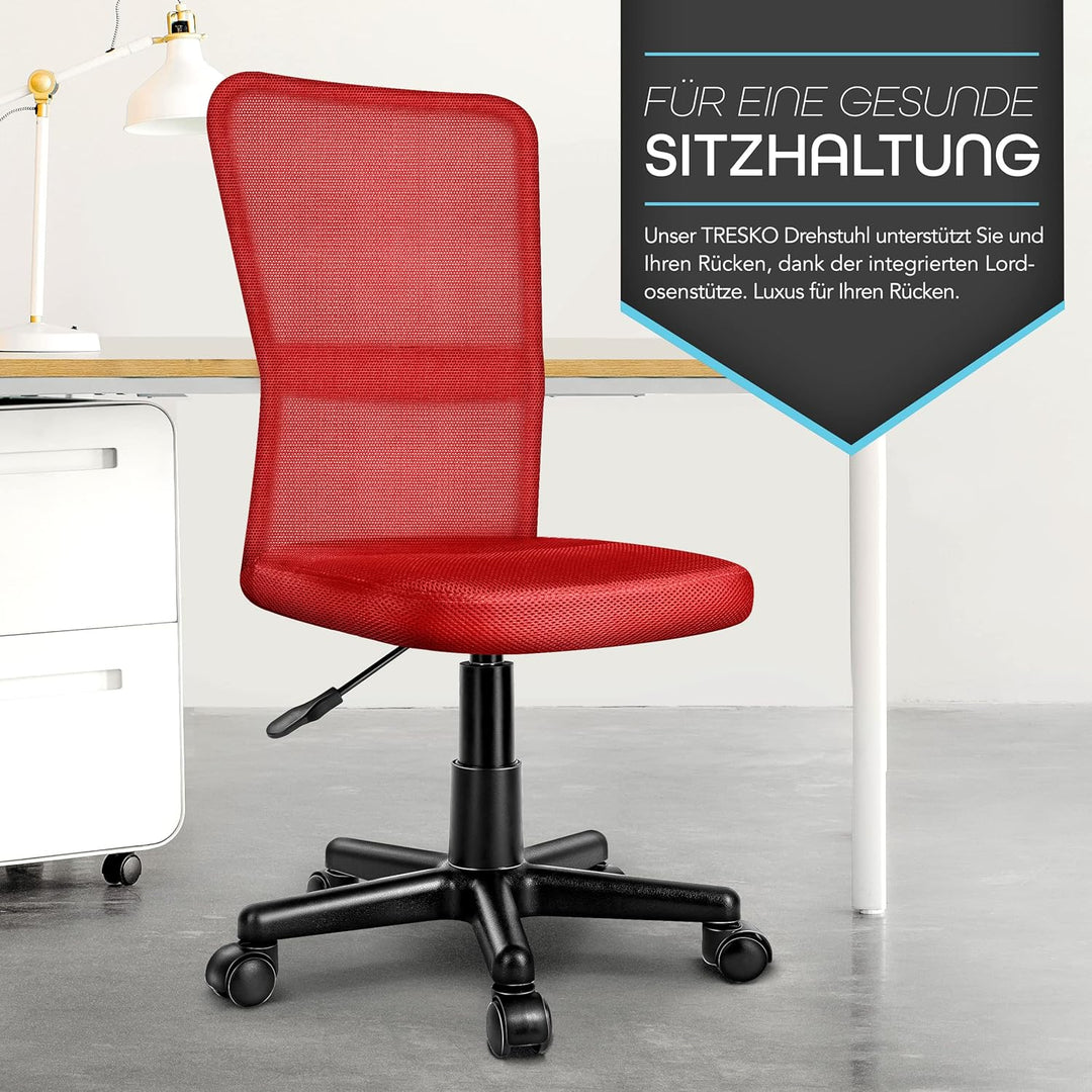 TRESKO Bürostuhl Schreibtischstuhl Drehstuhl, mit Kunststoff-Leichtlaufrollen, stufenlos höhenverste