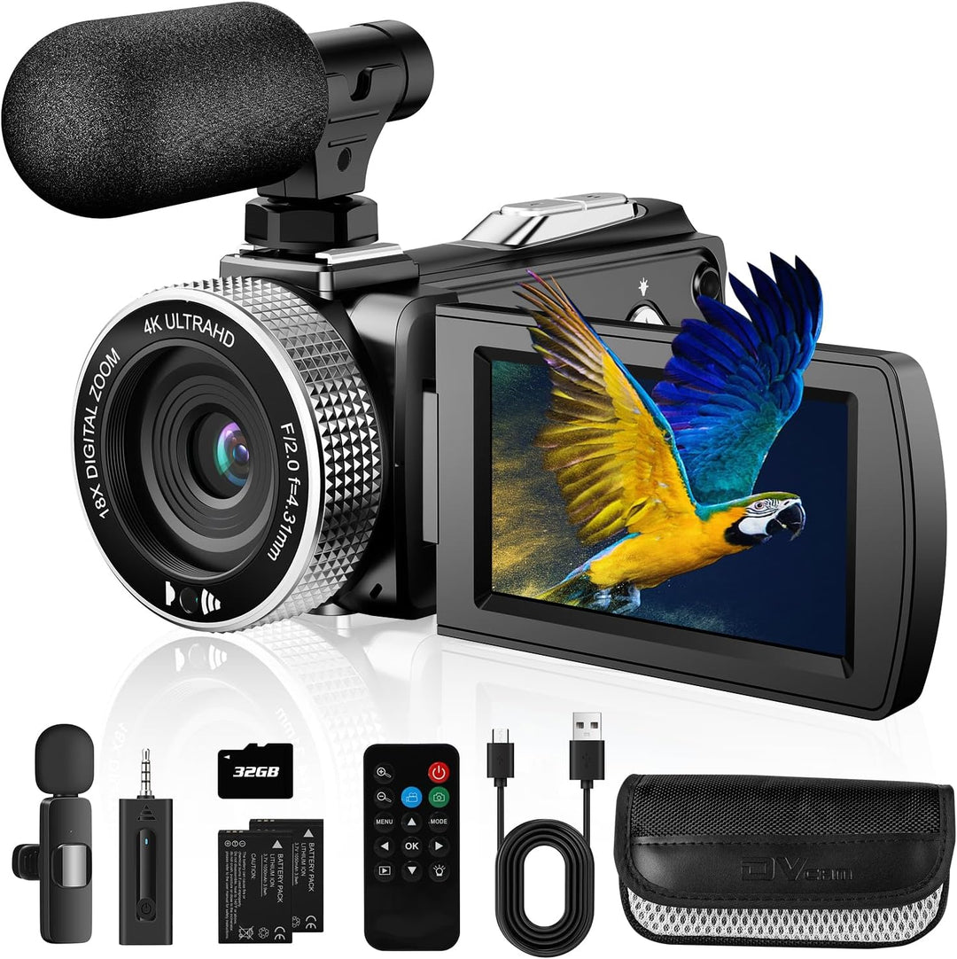 Vmotal 4K Videokamera, 48MP Foto/4K 60FPS Videorecorder, digitaler Camcorder für Vlogging auf YouTub