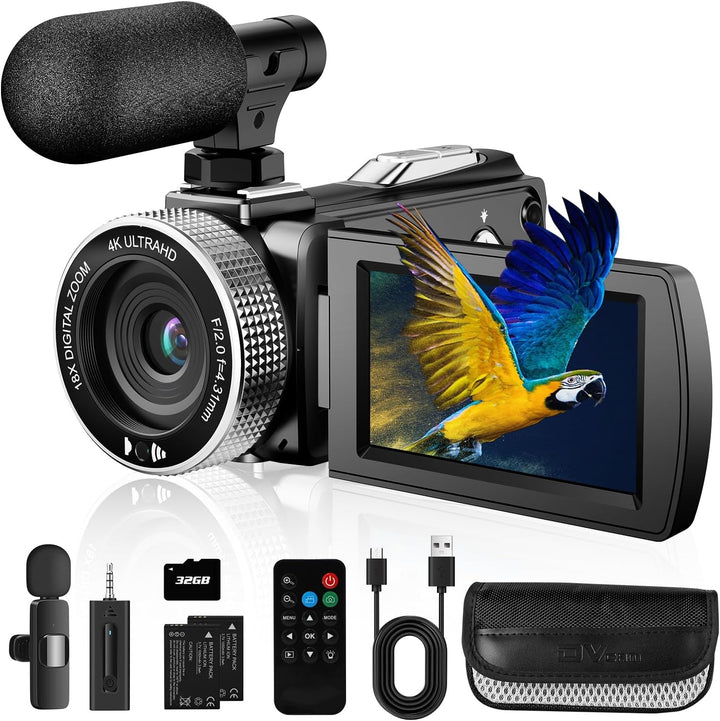 Vmotal 4K Videokamera, 48MP Foto/4K 60FPS Videorecorder, digitaler Camcorder für Vlogging auf YouTub