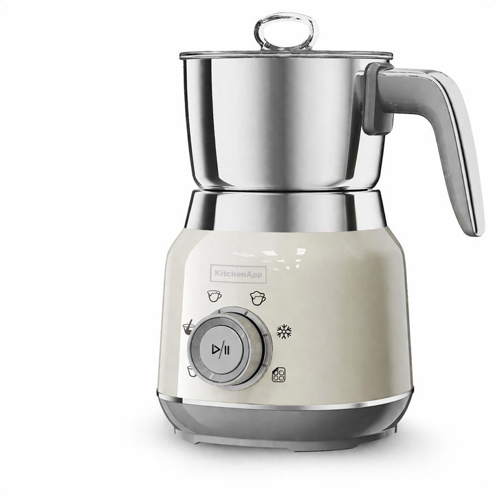 Retro Milchaufschäumer 1L aus Edelstahl – 550W elektrischer Milchschäumer, 6 Programme für warmen &