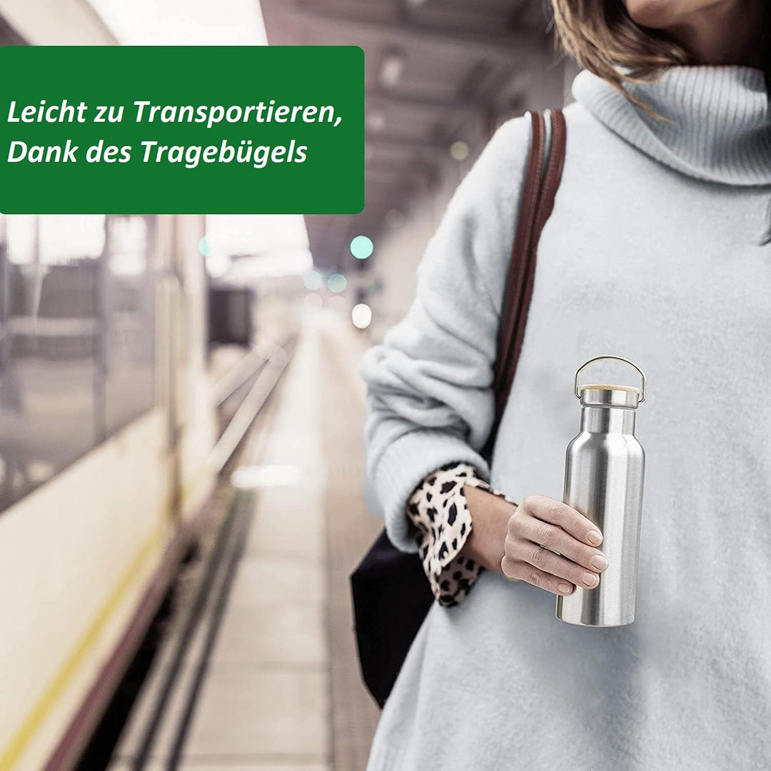 APS 66906 Hochwertige langlebige Edelstahl Isolierflasche/Trinkflasche mit 750 ml inkl. Tragebügel u