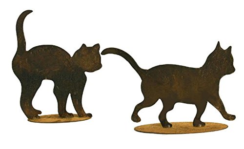Klocke Edelrost Dekor Rostige Deko - Katze auf Platte - 2er Set - Höhe 20cm / 25cm - Rost Dekoration