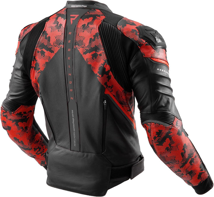REBELHORN Veloce Motorradjacke Herren | Leder | Ellbogen und Schulterprotektoren Stufe 2 | Schulters