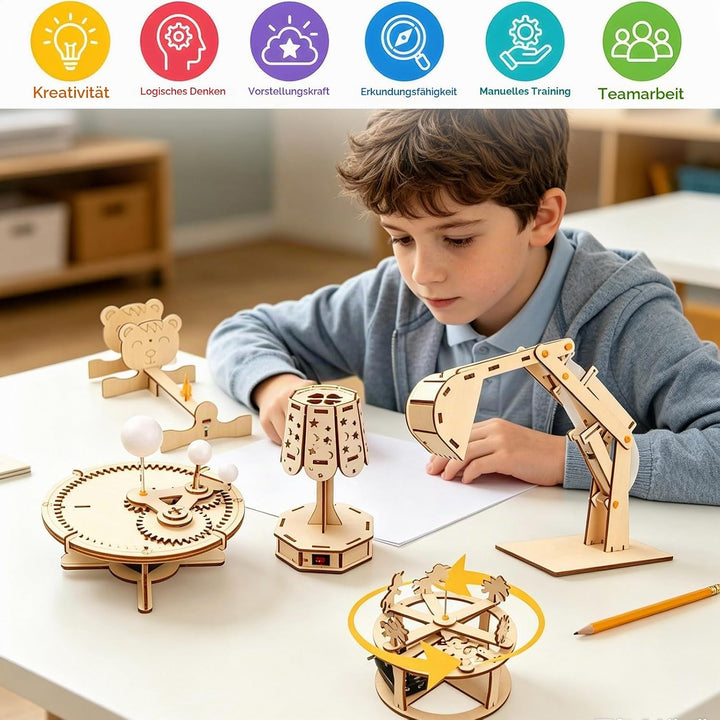 6stk Experimente für Kinder ab 8 STEM Holzbausatz mit Aquarellstifte