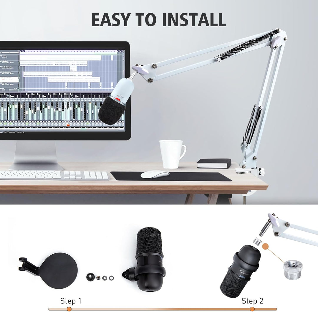 SUNMON für HyperX SoloCast / 2 Mikrofonarm– Universeller Solo Cast 2 Mic Boom Arm mit Mikrofonabdeck