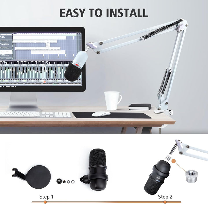 SUNMON für HyperX SoloCast / 2 Mikrofonarm– Universeller Solo Cast 2 Mic Boom Arm mit Mikrofonabdeck