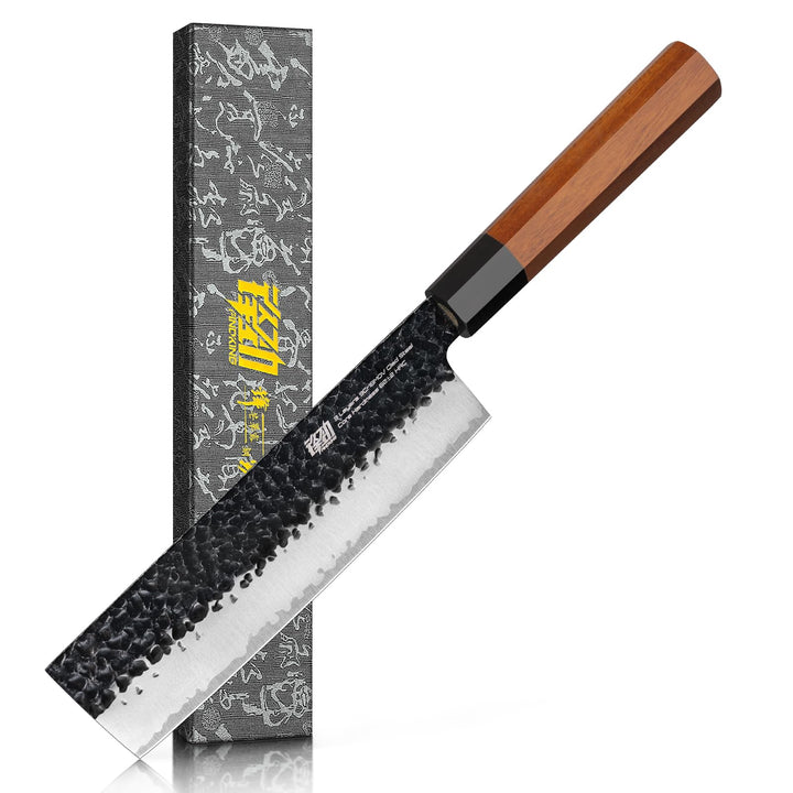 FINDKING Dynasty Serie Japanisches Nakiri-Messer, Profi-Gemüseschneider, Klinge aus 9Cr18MoV-Stahl m