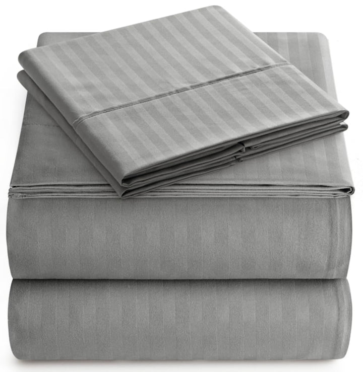 Italienisches Bettlaken-Set, gestreift, Grau, 4-teilig Queen Grau, Queen Grau