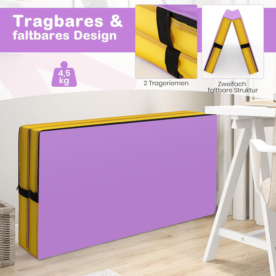 COSTWAY Turnmatte klappbar, 122 x 122 x 10 cm Weichbodenmatte, Gymnastikmatte faltbar & tragbar, qua