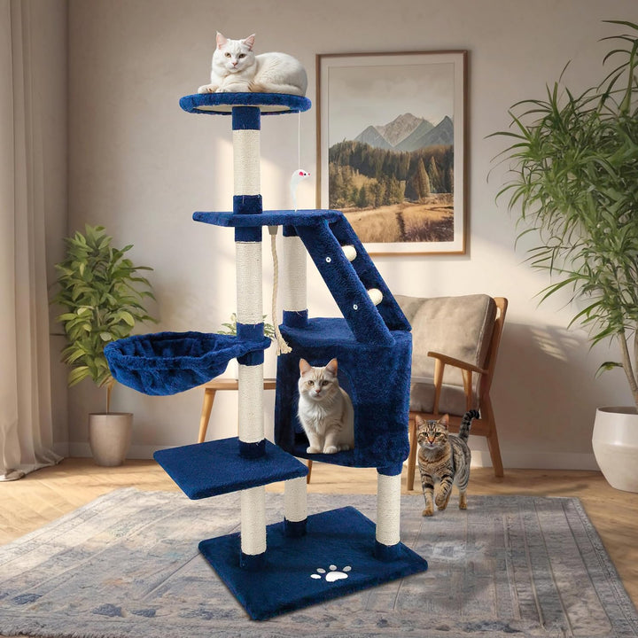 Beltom® KRATZBAUM KATZENKRATZBAUM KLETTERBAUM KATZENBAUM SPIELBAUM Park Spiele H. 120 cm - Blau, Bla