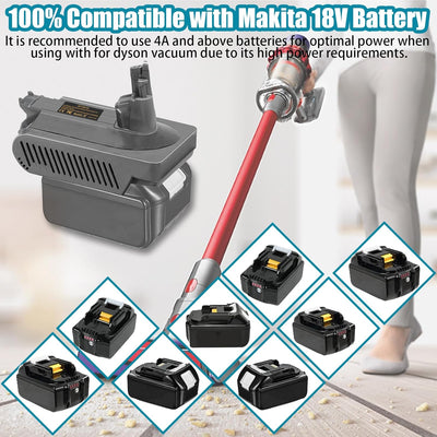 URUN V10 Adapter Geeignet für Makita 18V Lithium Akku BL1850 BL1815 BL1830 Kompatibel mit Dyson V10