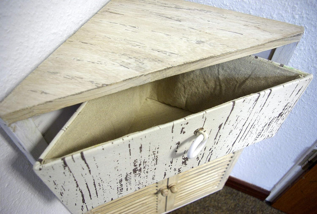 GeKi Trend Chabby Chic Eckschrank klein Kommode Holz 1 Schublade und Lamellentür 63 cm H Landhaus Vi