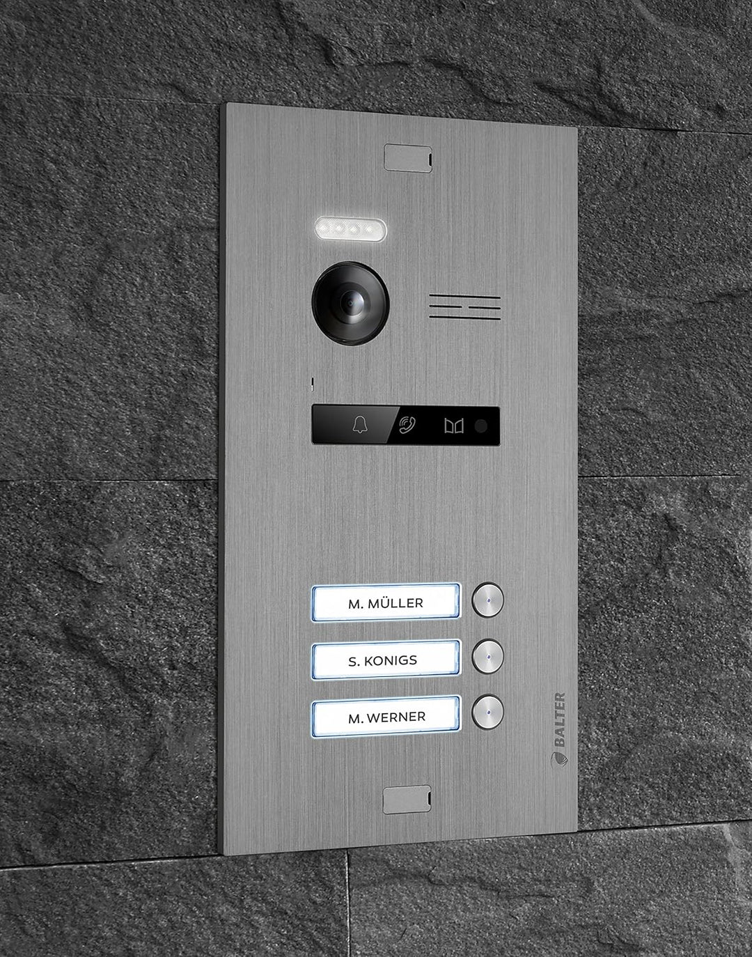 Balter EVO Video Türsprechanlage, Touchscreen, 3X 7 Zoll Monitor, Türstation für 3 Familienhaus Türk