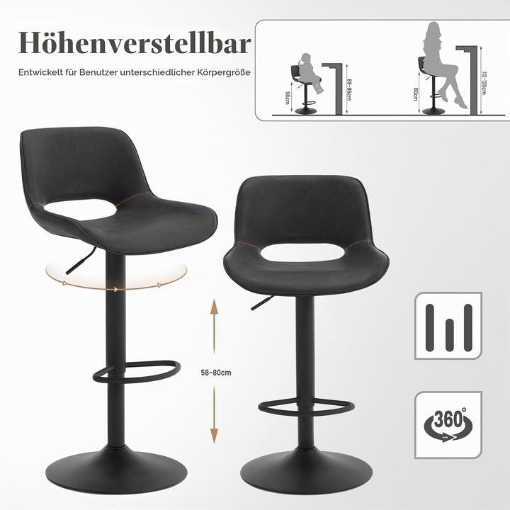 WOLTU Barhocker 2er Set, Barstuhl höhenverstellbar, Bar Hocker Stühle, Tresenstuhl, Kunstleder Stuhl
