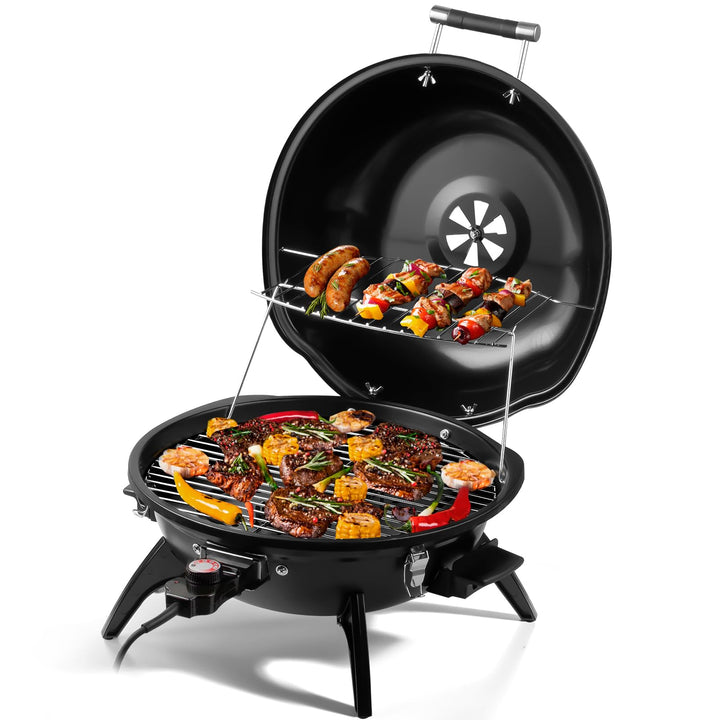 CUSIMAX Elektrogrill Tischgrill, für Innen- & Aussennutzung, Balkon, Garten & Küche, 1600W Tragbarer