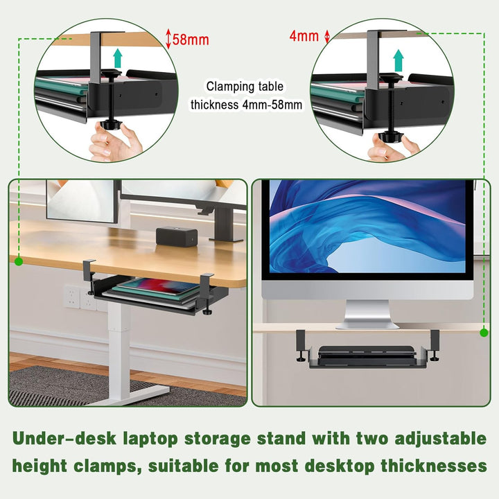 CAUTIOUS Schreibtisch-Organizer, Aufhängbarer Laptop Organizer, Metall Laptop-Halterung, Untertisch-