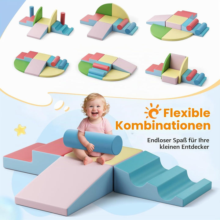 Brolteja Baby-Schaumstoffbausteine, Softplay-Set für Kleinkinder von 1–3 Jahren, Baby-Kletterturm mi