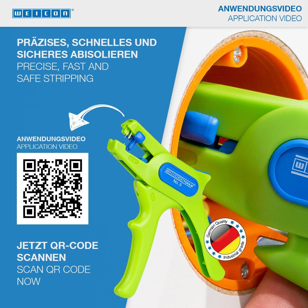 WEICON TOOLS Abisolierzange No. 5 Green Line | Nachhaltige Rohstoffe | Automatische Abisolierzange v