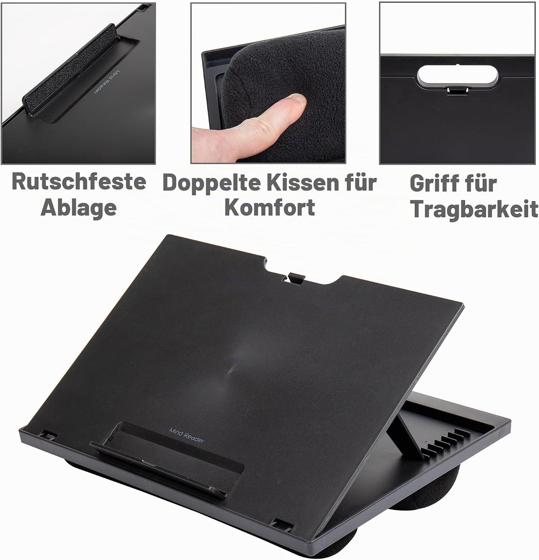 Mind Reader LTADJUST-BLK Verstellbarer tragbarer Schreibtisch mit 8 Positionen und eingebauten Kisse