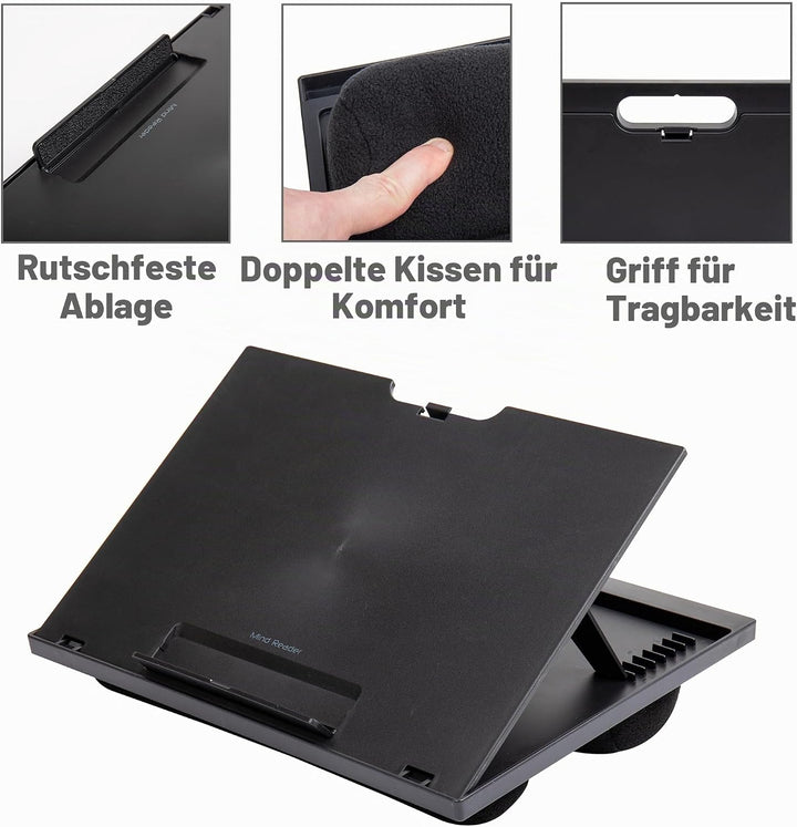 Mind Reader LTADJUST-BLK Verstellbarer tragbarer Schreibtisch mit 8 Positionen und eingebauten Kisse