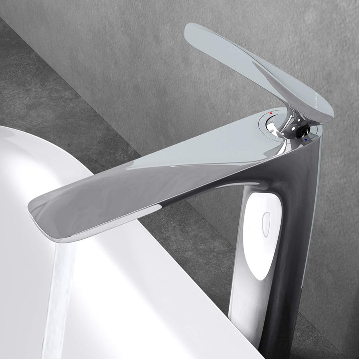 doporro Armatur Wasserhahn Bad Waschtischarmatur Silber 28 cm hoch | Design Waschtischarmatur für Wa