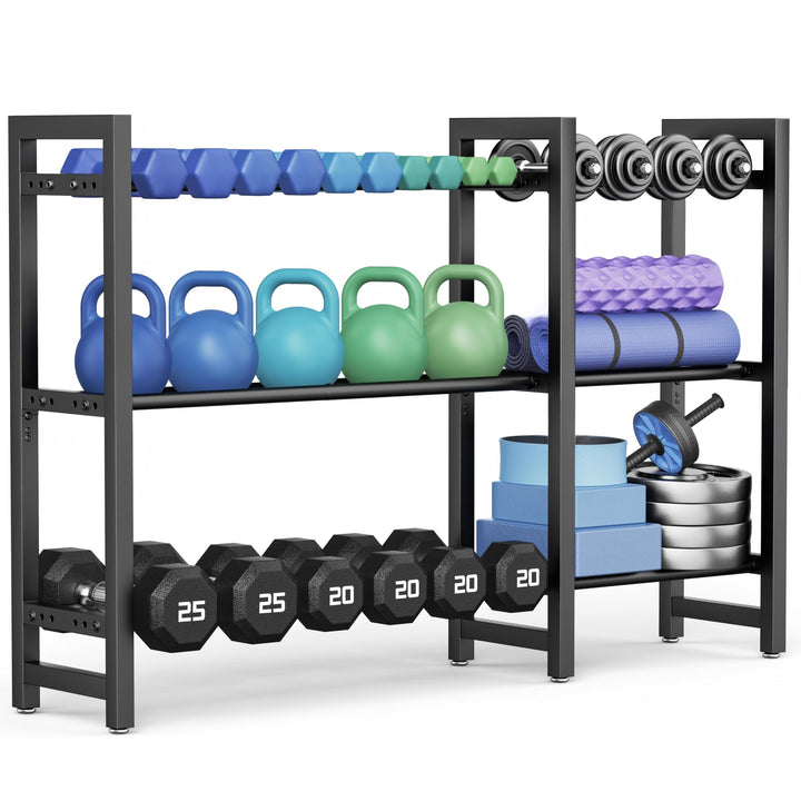 Verstellbarer Dreistöckiger Hantelständer 127cm Adjustable Kurzhantelständer 3 Ebenen Hantelablage (