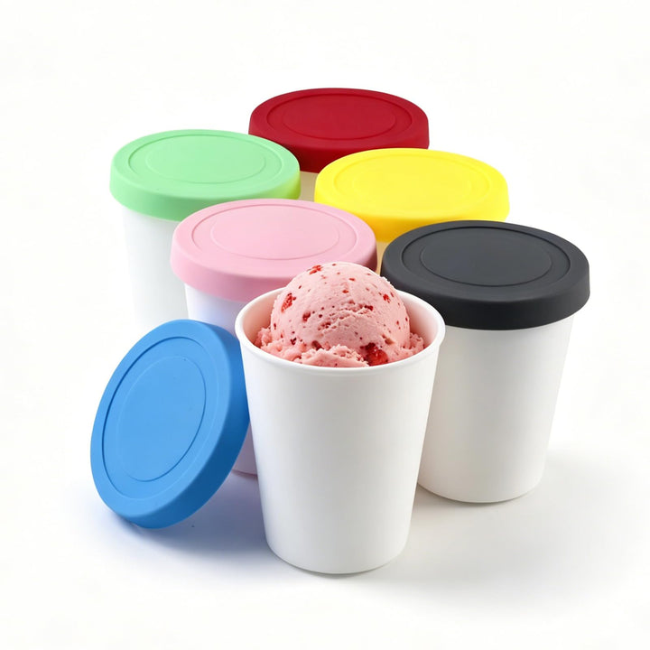 6er-Set Eisbehälter für Speiseeis, Eis Aufbewahrungsbehälter mit Deckeln | 250ML Gefrierdosen, Wiede