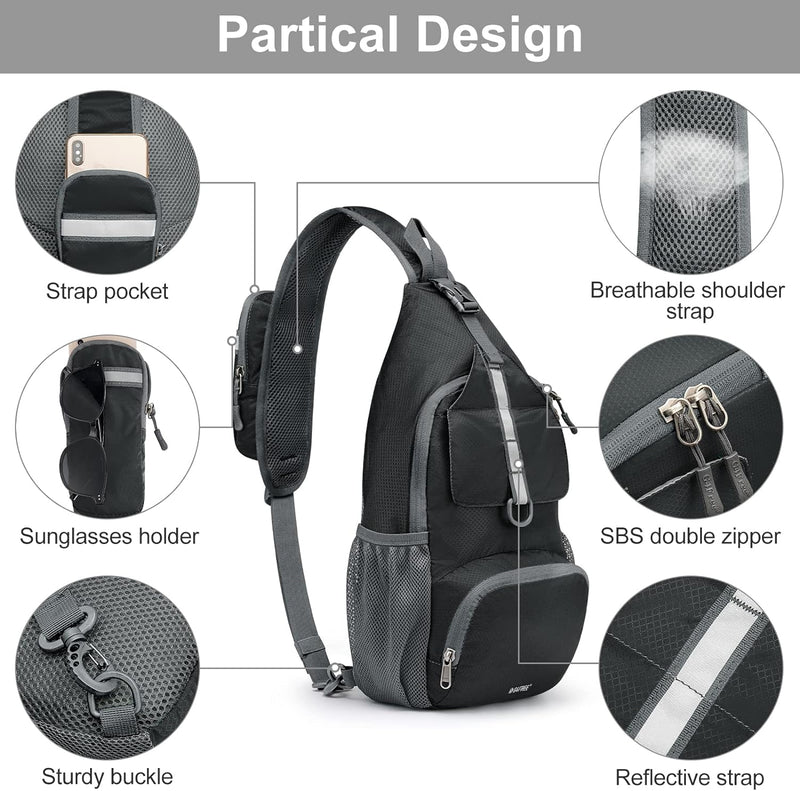 G4Free Brusttasche Sling Bags Faltbarer Schulterrucksack Umhängetasche Crossbody Herren Damen für Re