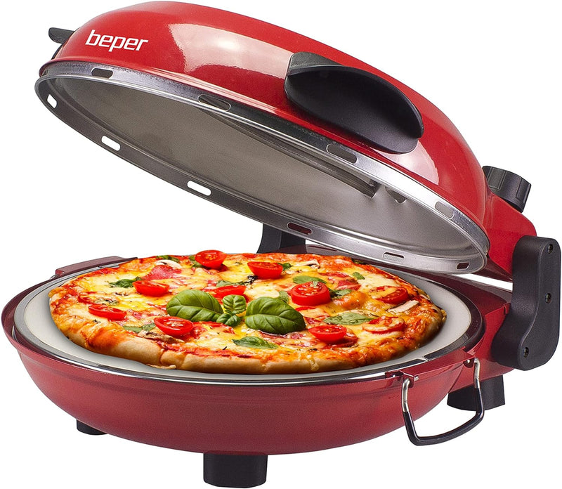 BEPER P101CUD300 Pizzaofen mit Herausnehmbarer Feuerfestplatte - Pizzaofen Elektrisch mit 5 Kochstuf