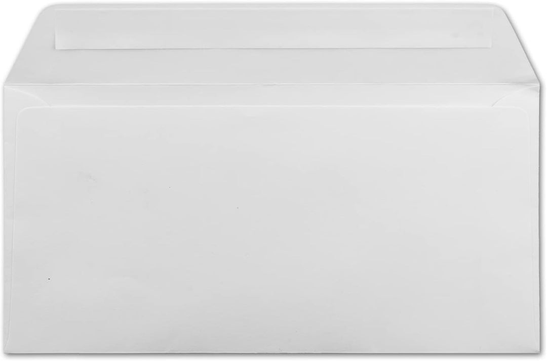 100x Briefumschläge DIN Lang - 11 x 22 cm - Haftklebung - Farbe: Weiss - 100 Gramm pro m² - ohne Fen