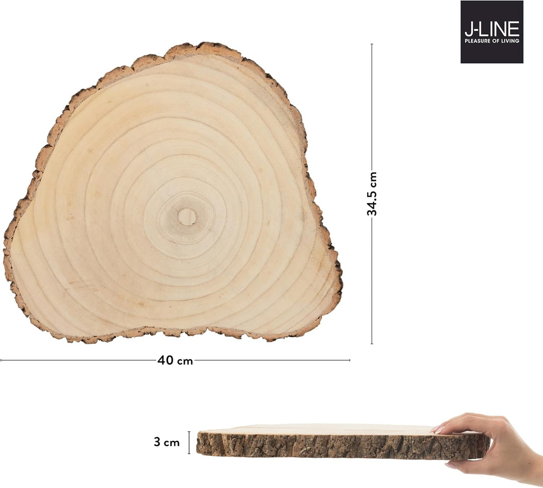 J-Line Baumscheibe 40cm (4er Set), Holzscheibe, Holzbrett Deko, dekoratieve Holzplatte als Servierta