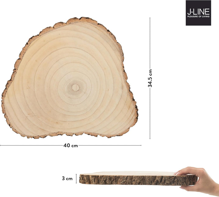 J-Line Baumscheibe 40cm (4er Set), Holzscheibe, Holzbrett Deko, dekoratieve Holzplatte als Servierta