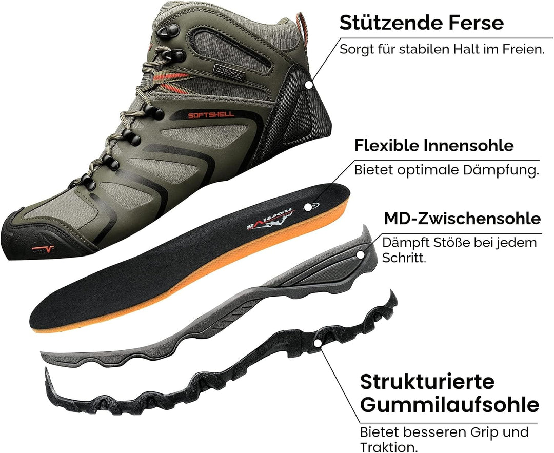 NORTIV 8 Herren-Wanderstiefel, wasserdichte Outdoor-Trekkingstiefel 42 EU Armee Grün, 42 EU Armee Gr
