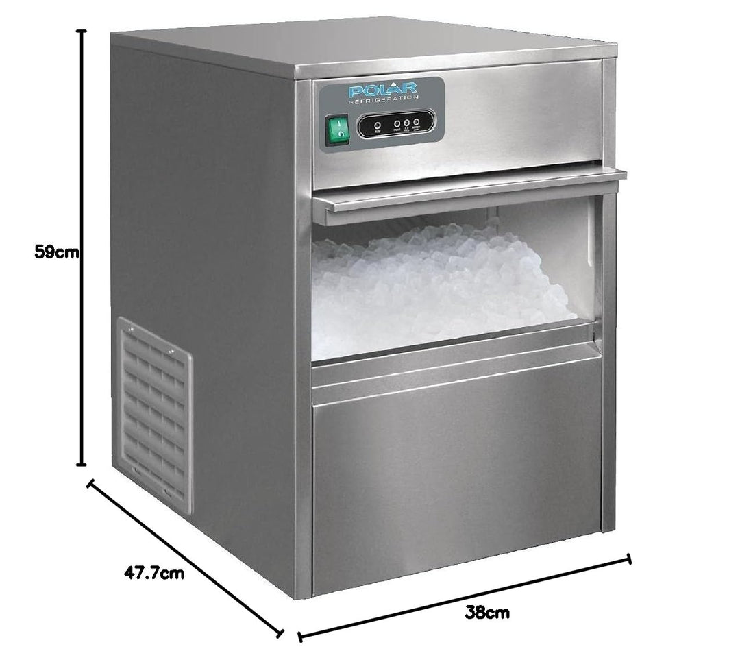 Polar Under Counter Ice Cube Maker Machine Commercial Stainless Steel 20kg/24hr, Silber, 590(H) x 38
