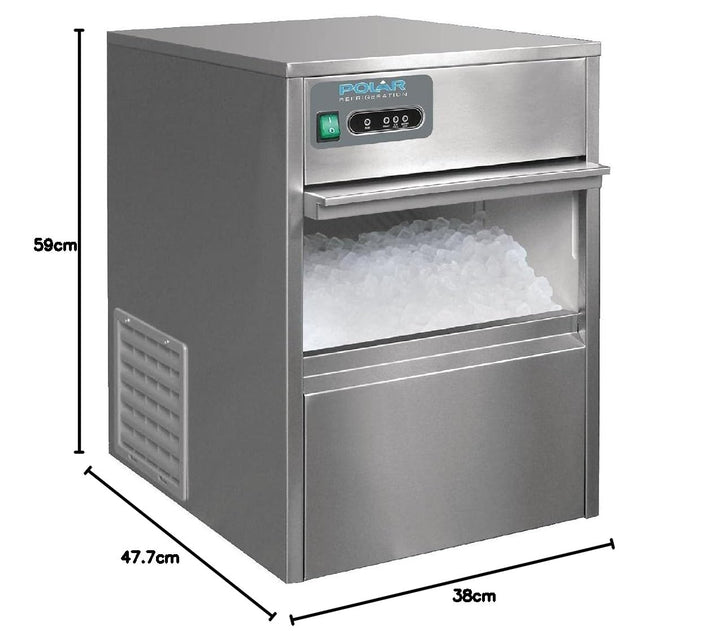 Polar Under Counter Ice Cube Maker Machine Commercial Stainless Steel 20kg/24hr, Silber, 590(H) x 38