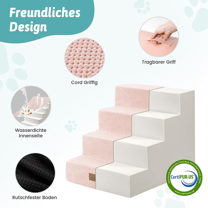 COZY KISS Hundetreppe für Kleine Hunde, 5 Stufen Breiter Haustiertreppe für Bett Couch Auto, 60cm Ho