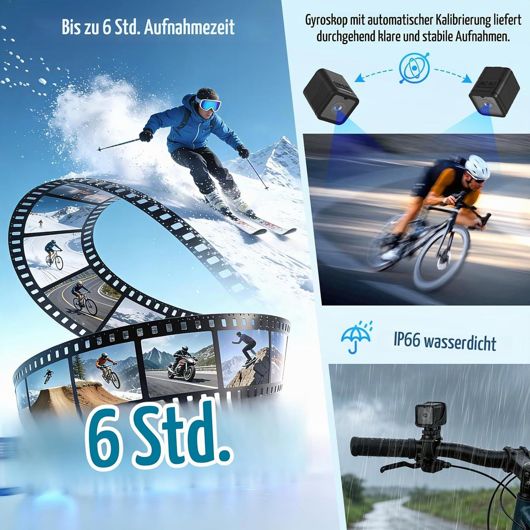 Mini Action Cam,WiFi 1080P HD &amp; 120° Wide Angle Helmet Camera, Verbesserte Version Dashcam Fahrrad M