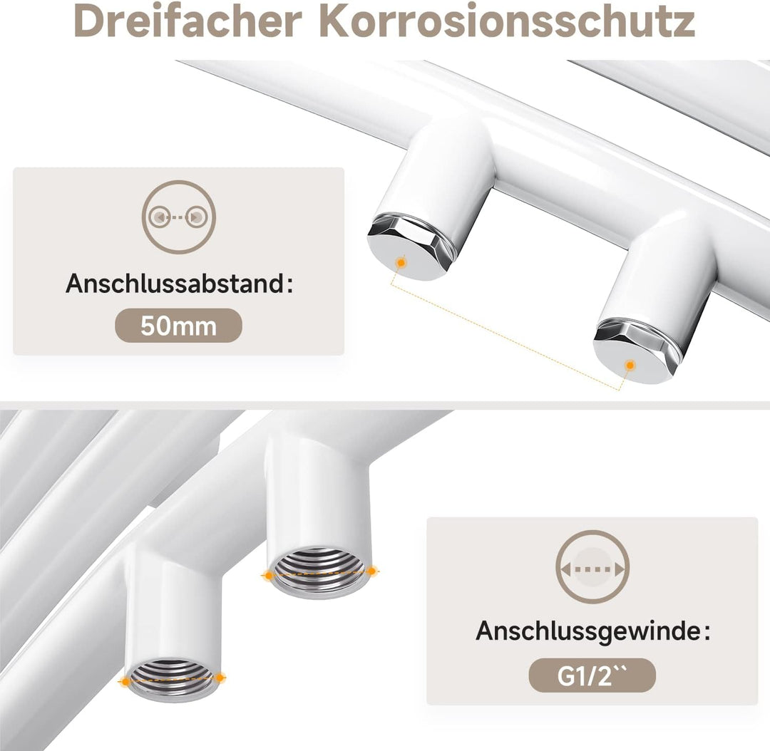 Badheizkörper Elektrisch Weiss 1150x600 mm Gebogen Handtuchwärmer Handtuchheizkörper Elektrisch mit