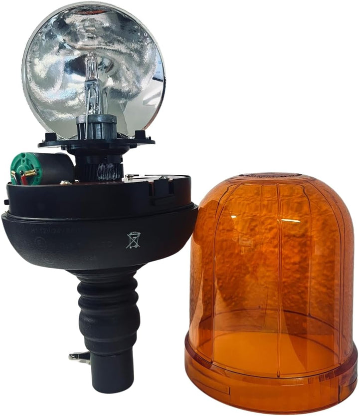 Rundumleuchte 12V / 24V H1 flexibler Fuss Rundumkennleuchte Warnleuchte gelb E9