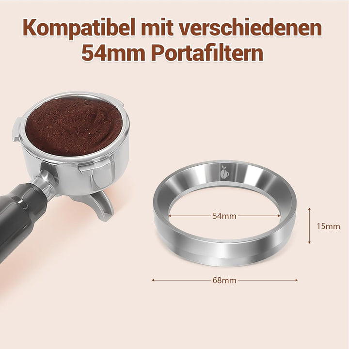 Dosierring 54mm, 304 Edelstahl Espresso Dosiertrichter, Portafilter Trichter mit magnetischen, 54mm