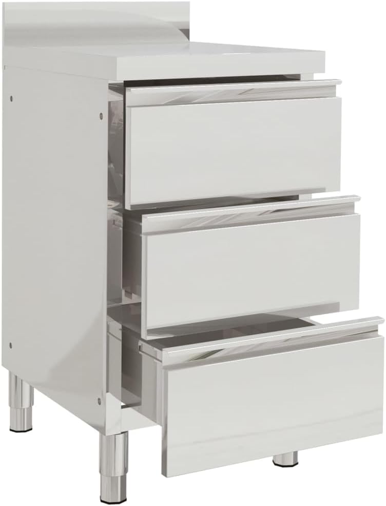 Gastro Küchenschrank mit 3 Schubladen Edelstahl 50 x 60 x (95-96) cm mit 3 Schubladen, 50 x 60 x (95