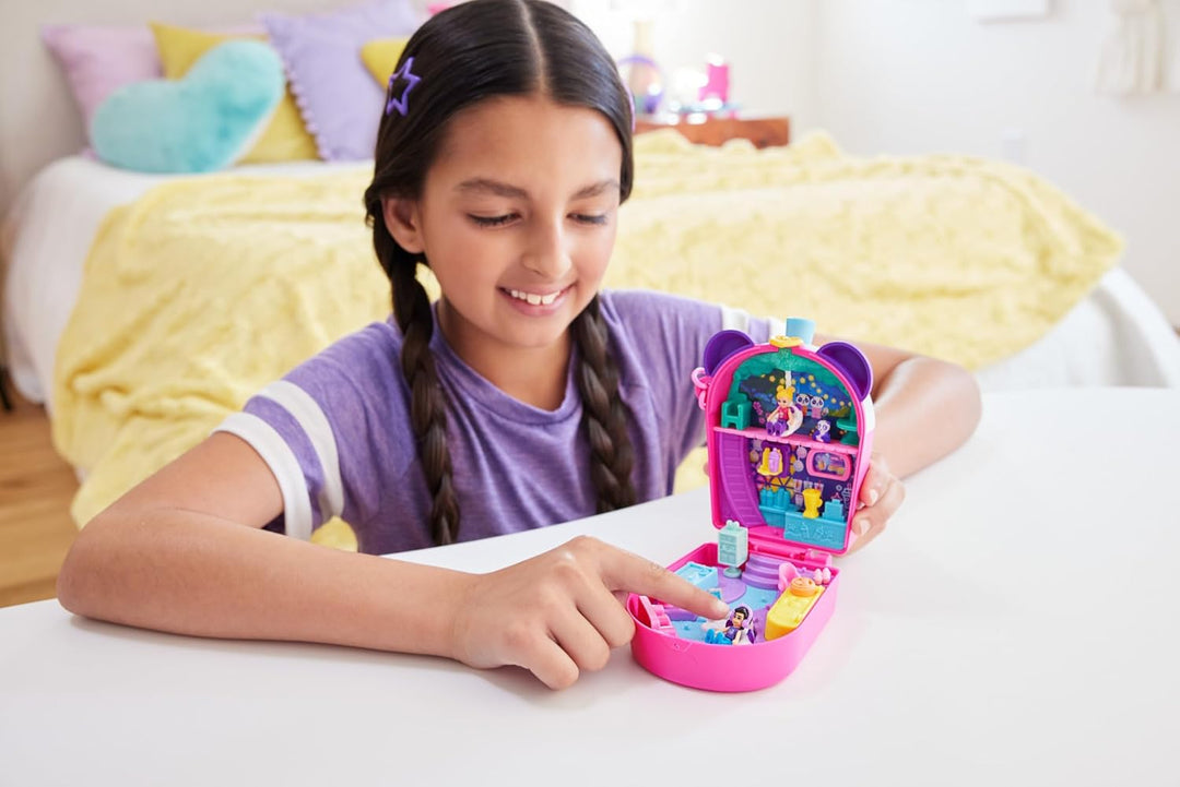 Polly Pocket-Puppen und Spielset, Bubble Tea-Pandaschatulle, tierisches Spielzeug mit 2 kleinen Pupp