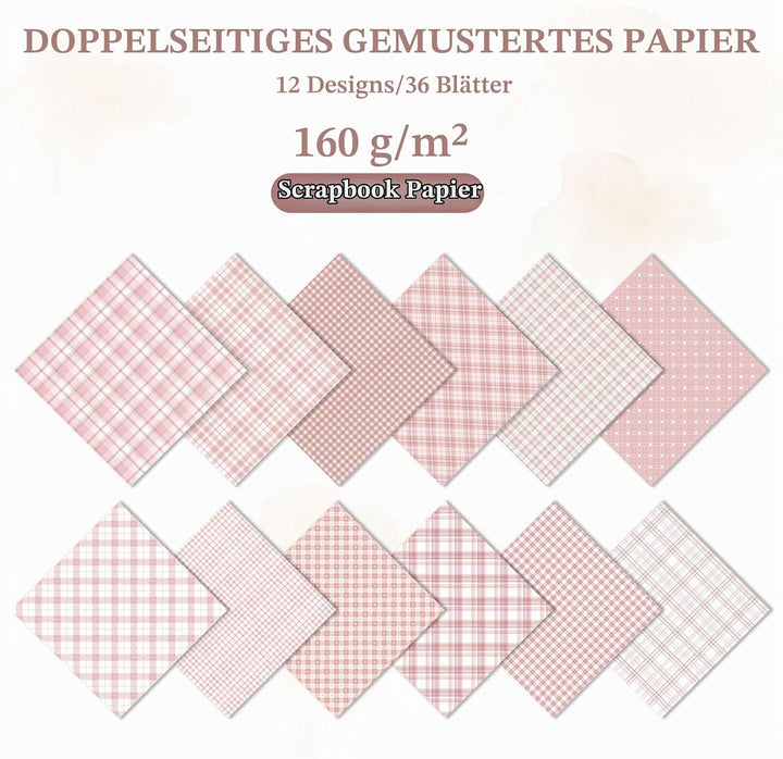 36 Blat Scrapbook Papier 30x30 cm Scrapbook Bastelpapier mit Muster, Doppelseitiges Motivpapier Bunt