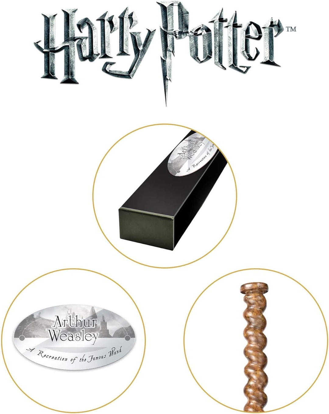 The Noble Collection - Arthur Weasley Character Wand - 16in (40cm) Wizarding World Wand with Name Ta