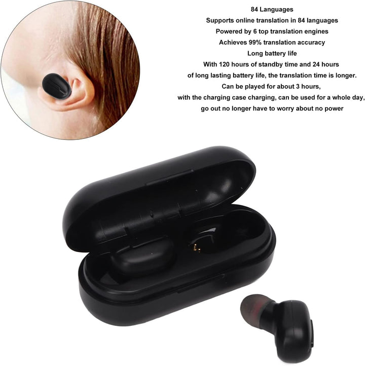 Sprachübersetzer Ohrhörer, Wireless Noise Reduction Language Translator Gerät, Support 84 Sprachen O